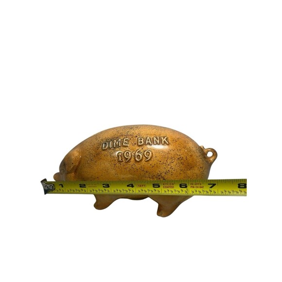 Bennington Style Piggy Bank Pig Dime Bank Ceramic With Gold Speck Glaze VTG 1969 - Picture 7 of 12
